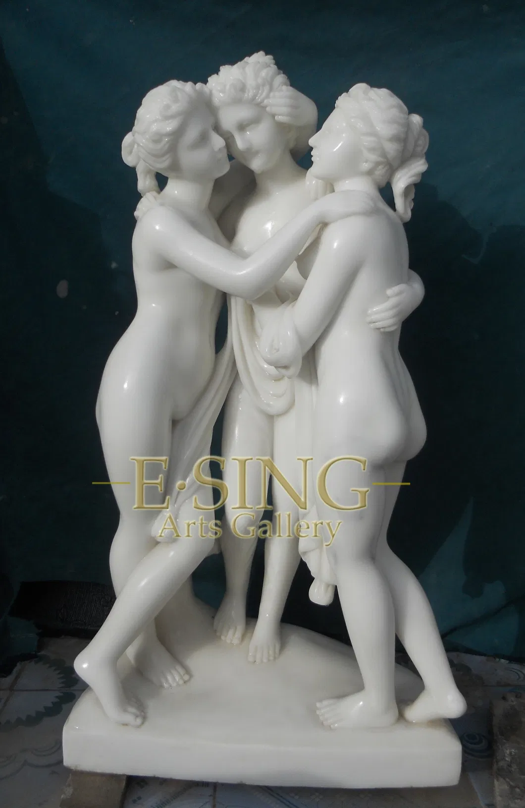 Carving Process Customized Mixed Color Stone Lady Sculpture with Pots