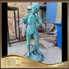 Famous Bronze Sculpture of a Little Boy Playing The Flute in a Garden