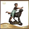 The Factory Sells Outdoor Park Decorations Bronze Boy Running with Dog Sculpture