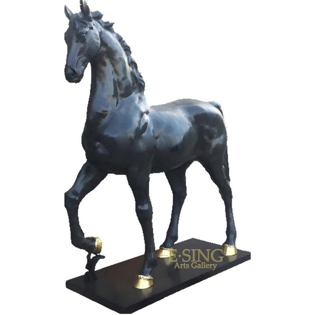 Weather Resistant Life Size Antique Copper Trotting Horse Outdoor Decor