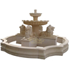Modern Hand Carved Natural Yellow Marble Fountain Stone Fountain Lion Decoration