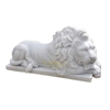Hand Carved Western Style Natural Stone White Marble Sleeping Lion Statue for Outdoor Garden Decoration
