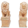 Sunset Red Marble Sitting Large Lion Statues Sculpture for Outdoor