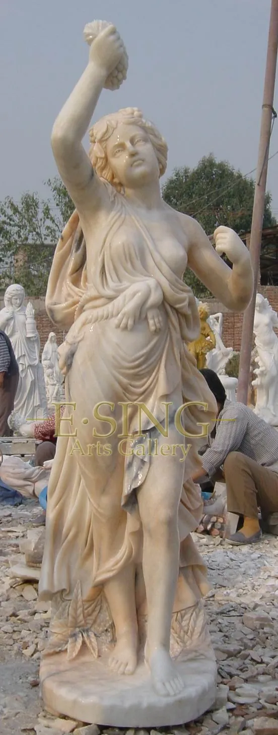 Carving Process Customized Mixed Color Stone Lady Sculpture with Pots