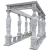 Outdoor Luxury Garden Natural Marble Gazebo with Figure Statues