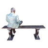 ‌Weather-Resistant Large Scale Bronze Male Statue with Bench for Garden And Park Landscaping