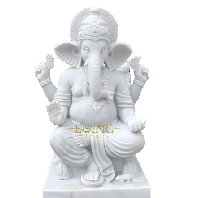 Handmade Wholesale White Marble Ganesha Hindu Model Statue for Sale