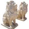 Garden Natural Beige Cream Marble Lion Statue Stone Animal Lion Sculpture