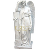 Headstone with Angel Wings White Marble for Cemetery