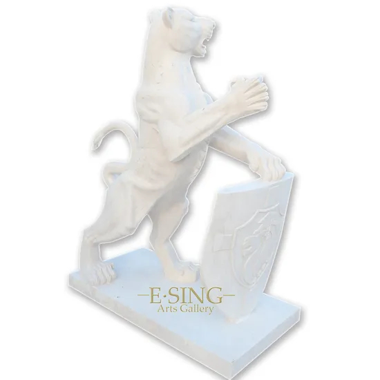 Outdoor Hand Carved White Marble Animal Sculpture Stone Tiger Garden Statues