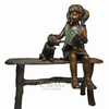 High Quality Bronze Girl and Dog Statue on Bench for Garden