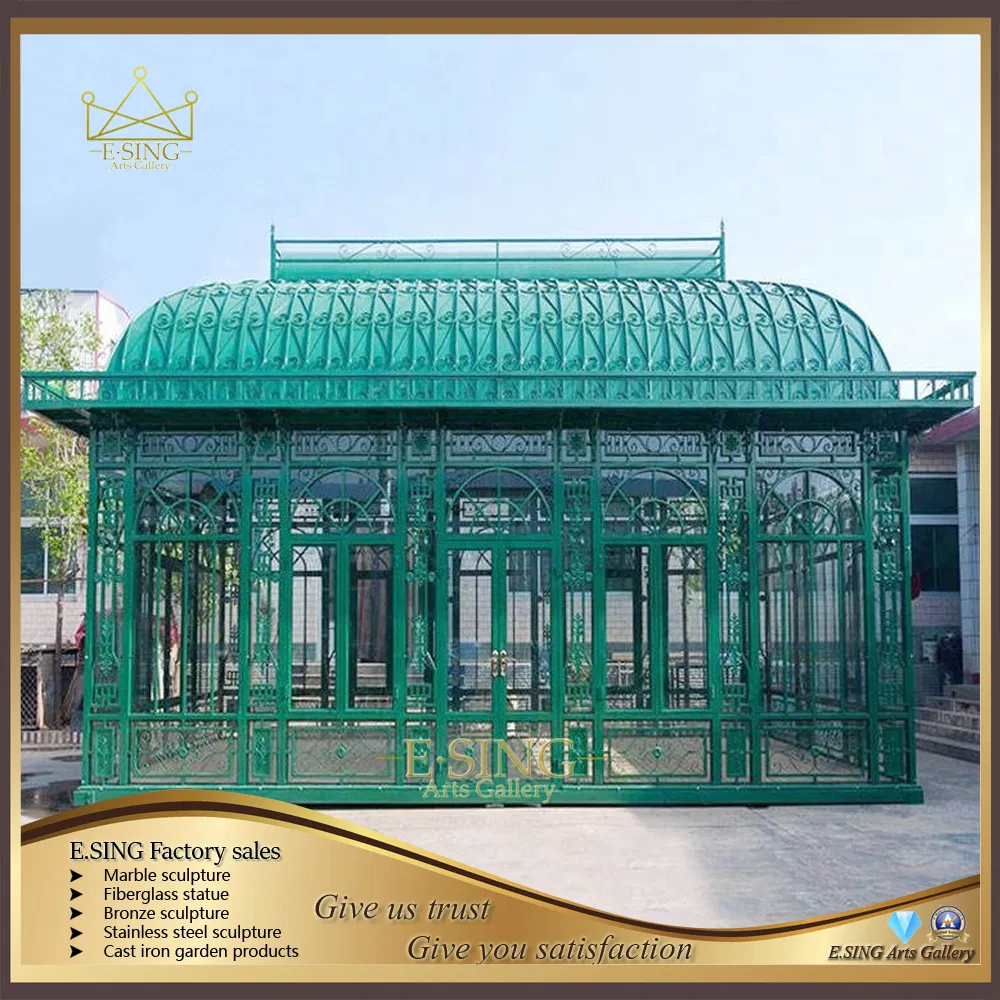 Outdoor Garden Decorative Wrought Iron Large Gazebo Orangery Sunroom