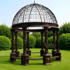 Garden Ornamental Factory Supply Metal Cast Iron Large Size Antique Round Gazebo with Dome