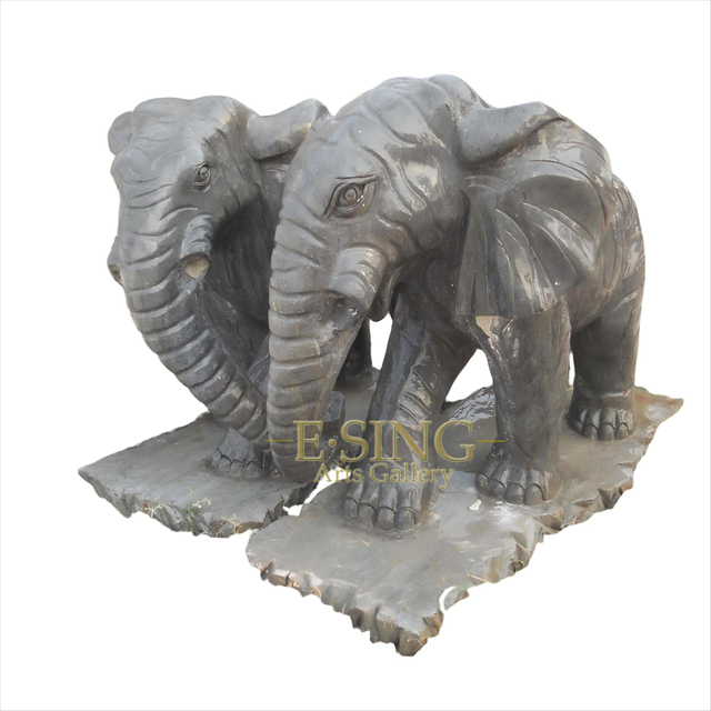 Home Decoration White Marble Elephant Figurines Life Size Stone Carved Animal