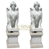 Antique Large Outdoor Marble Stone Carved Animal with Woman Face Garden Statue