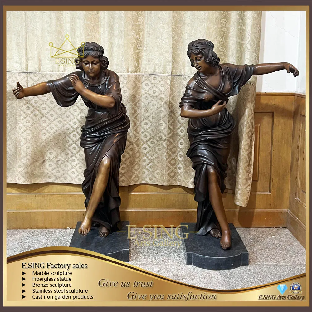 Factory Direct Sales Outdoor Garden Decor Bronze Figure Sculpture Brass Lady Woman Life Size Female Statue Sculpture