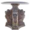 Round Natural Yellow Marble Table with Lion Statues