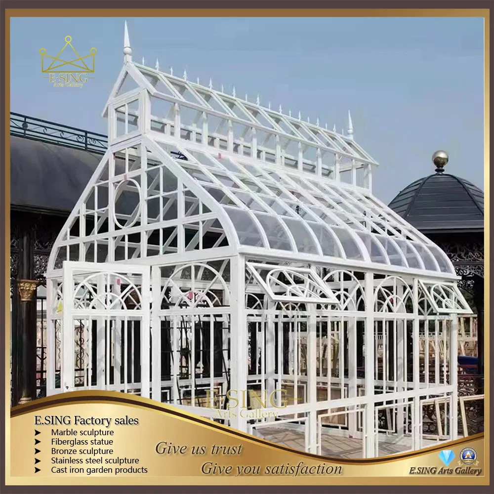 Outdoor Garden Decorative Wrought Iron Large Gazebo Orangery Sunroom